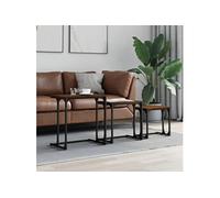vidaXL 3-delige Tafeltjesset bewerkt hout bruin eikenkleur837821 Marron G