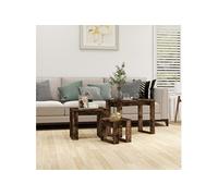 vidaXL 3-delige Tafeltjesset bewerkt hout gerookt eikenkleurig815222 Marron G