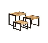 vidaXL Tables Gigognes 3 pcs Table d'Appoint Console Bois Massif de Manguier