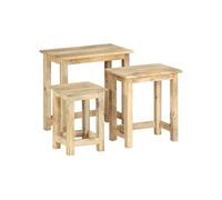 Bois Solide de Manguier Tables Gigognes 3 pcs Table d'Appoint Salon vidaXL