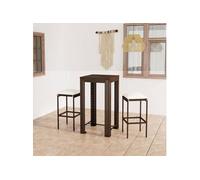 3-delige Tuinbarset met kussens poly rattan bruin3064774