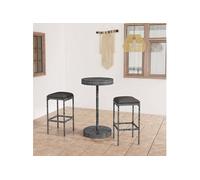3-delige Tuinbarset met kussens poly rattan grijs3064760