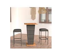 vidaXL 3-delige Tuinbarset met kussens poly rattan grijs3064849 Gris G