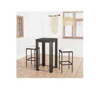3-delige Tuinbarset met kussens poly rattan zwart3064775