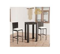 3-delige Tuinbarset met kussens poly rattan zwart3064792