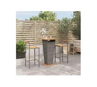 3-delige Tuinbarset poly rattan en massief acaciahout grijs3187726