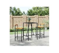 Ensemble de Bar Jardin Meuble d'Extérieur Poly Rotin/Bois Massif Acacia vidaXL