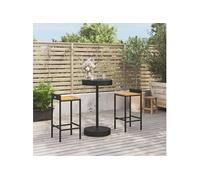 Vidaxl Ensemble De Bar Jardin 3 Pcs Noir Poly Rotin/Bois Massif Acacia