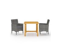 Vidaxl Ensemble De Salle À Manger De Jardin 3 Pcs Gris