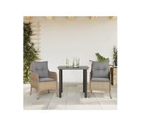 Vidaxl Ensemble À Manger De Jardin Et Coussins 3 Pcs Beige Poly Rotin