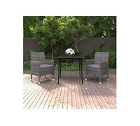 Vidaxl Ensemble À Dîner De Jardin Coussins 3 Pcs Résine Tressée Verre
