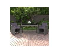 Vidaxl Ensemble À Manger De Jardin Coussins 3pcs Résine Tressée Gris