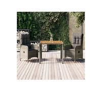 3-delige Tuinset met kussens poly rattan grijs3185038