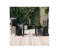 Vidaxl Ensemble De Salle À Manger De Jardin Avec Coussins 3 Pcs Noir