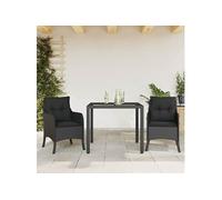 vidaXL 3-delige Tuinset met kussens poly rattan zwart3211848 G
