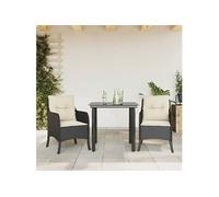 vidaXL 3-delige Tuinset met kussens poly rattan zwart3211913 G