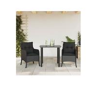 vidaXL 3-delige Tuinset met kussens poly rattan zwart3211927 G