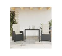 3-delige Tuinset met kussens poly rattan zwart3212626