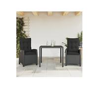 Vidaxl Ensemble À Manger De Jardin Avec Coussins 3 Pcs Noir
