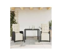 vidaXL 3-delige Tuinset met kussens poly rattan zwart3212882 Noir G