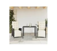 Vidaxl Ensemble À Manger De Jardin Avec Coussins 3 Pcs Noir