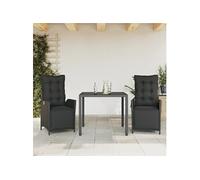 Vidaxl Ensemble À Manger De Jardin Avec Coussins 3 Pcs Noir