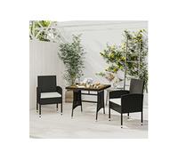 Vidaxl Mobilier À Dîner D'extérieur 3 Pcs Résine Tressée Noir Blanc