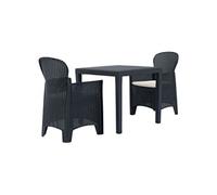 3-delige Tuinset rattan-look kunststof antraciet276113