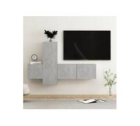 3-delige Tv-meubelset bewerkt hout betongrijs3079074