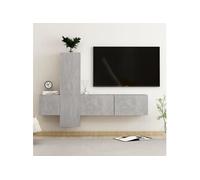Vidaxl Ensemble De Meubles Tv 3 Pcs Gris Béton Bois D'ingénierie Gris