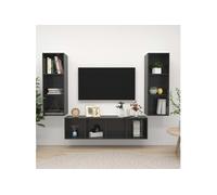 Ensemble de Meubles TV Armoires 3 pcs Gris Brillant Bois d'Ingénierie vidaXL