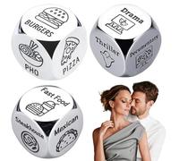 3 dés de décision alimentaire, sélecteur de repas en métal pour couples, cadeau amusant de rendez-vous pour les anniversaires, la Saint-Valentin, soulevez le dîner avec de nouvelles saveurs, aventure