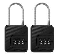 3-Digit Combination Cable Lock Security Padlock with Flexible Steel Cable, for Travel Luggage Suitcases, Bags 2 Pack