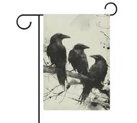 3 drapeaux de jardin corbeaux en toile de jute double face pour maison, cour, 30,5 x 45,7 cm