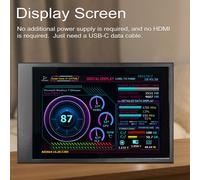 3.écran d'affichage IPS de 5 pouces Moniteur d'écran secondaire Horizontal Vertical Commutation d'écran 360�� Rotation Double ports Type-C pour Raspberry Pi Ordinateurs ITX Chassis PC