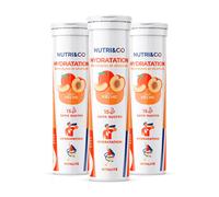 NUTRI & CO Électrolytes Hydratation - 5 Minéraux 4 Vitamines - Sans Sucre ni Édulcorant - Haute Absorption - Goût Naturel Pêche - Lot de 3 tubes - 45 comprimés effervescents Vegan Fabriqué en France