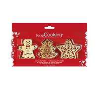 ScrapCooking Kit de pâtisserie 2093 – Coupe-chat inox & gaufreur bois, contact alimentaire, Noël
