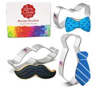 3 Emporte-Pièces Petit Homme Fête des Pères par Ann Clark, Nœud Papillon, Moustache, Cravate