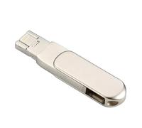 3-en-1 128G / 64G Metal U-Disk, Multi-Interface App.Le Port+ USB 3.2 + Type-C Clé USB Haute Vitesse Clé USB, Logo U Disk Gravable, pour Tous Les Téléphones Et Pc, Pad (128 Go)
