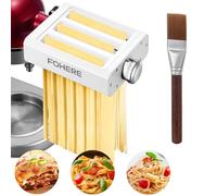 3-en-1 Accessoires pour Machine à Pâtes pour KitchenAid Robot Pâtissier | Comprend Rouleau à Pâtes, Coupe-Fettuccines, Coupe-Spaghettis et Brosse à Nettoyage (7 épaisseurs Réglables)