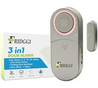 3-en-1 Alarme de Porte avec Délai Réglable, Frigo/Balcon/Garage, 0/5/10/30/60 Secondes, 2/5 Minutes, 80 à 120 DB Carillon ou Siren , Rappel de Porte laissée Entrouverte. (Gris)