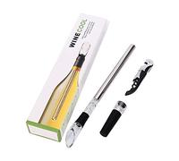 3 en 1 bâton de refroidisseur à vin - Refroidisseur de bouteille en acier inoxydable Canne à pêche Rapid Iceless effrayante Tige avec Air Aérateur et bec verseur - Accessoires à vin Cadeau idéal Wine chiller stick+Corkscrew+Stopper translucide