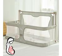 3 en 1 Berceau Cododo pour Bébé, Couchette de chevet, berceau bébé evolutif, Lit Cododo de Bébé avec Moustiquaire, fenêtre en maille respirante et visible, pour Les Bébés de 1 à 36 Mois ( Color : Crea