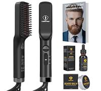 3 en 1 Brosse Lisseur a Barbe Hommes avec crème à barbe et huile à barbe, Pour Coiffer Une Cheveux Longue Et Courts