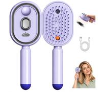 3 en 1 Brosse Vapeur Électrique avec Spray et Lumière Rouge | Démêlage Antistatique, Massage Vibrant et Lumière Rouge, Coussin d'Air, Nettoyage en Un Clic, Spa à Domicile Portable USB