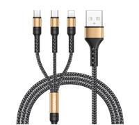 3 en 1 Câble Universel [1.3M] Multi USB Câble de Chargement en Nylon avec Micro USB Type C Lightning Câble pour Samsung Galaxy