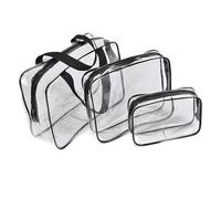 3 En 1 Cadeaux Sacs Sac De Voyage En Pvc Transparent Étanche Multifonction Sacs Cosmetiques Trousses À Maquillage Pour Voyage 3pcs(Noir)