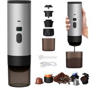 3 En 1 CafetiRe Portable, Machine A Cafe Portable, Grandes/Petites Capsules/Caf En Poudre, 8-10min Chauffage Rapide, Gris CAFETIERE