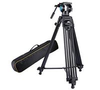 3 en 1 camera kit trépied, Puluz adaptateur universel Heavy Duty en alliage d'aluminium Trépied avec bol professionnel + Fluid Drag Head pour Canon Nikon Sony Caméra et les autres appareils photo