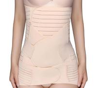 3 en 1 Ceinture Abdominale Femme, Ceinture Lombaire Correcteur de Posture, avec Ceinture Pelvienne, Respirant, Ceinture Post Partum Accouchement M L XL, Ceinture Maintien Ventre Grossesse (Beige, M)